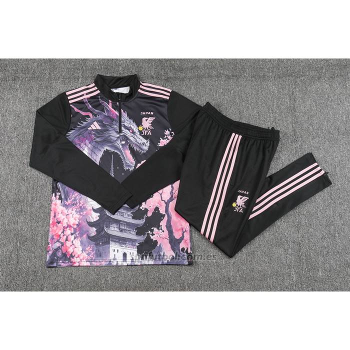 Chandal de Sudadera del Japon Dragon Nino 2024-2025 Negro y Rosa
